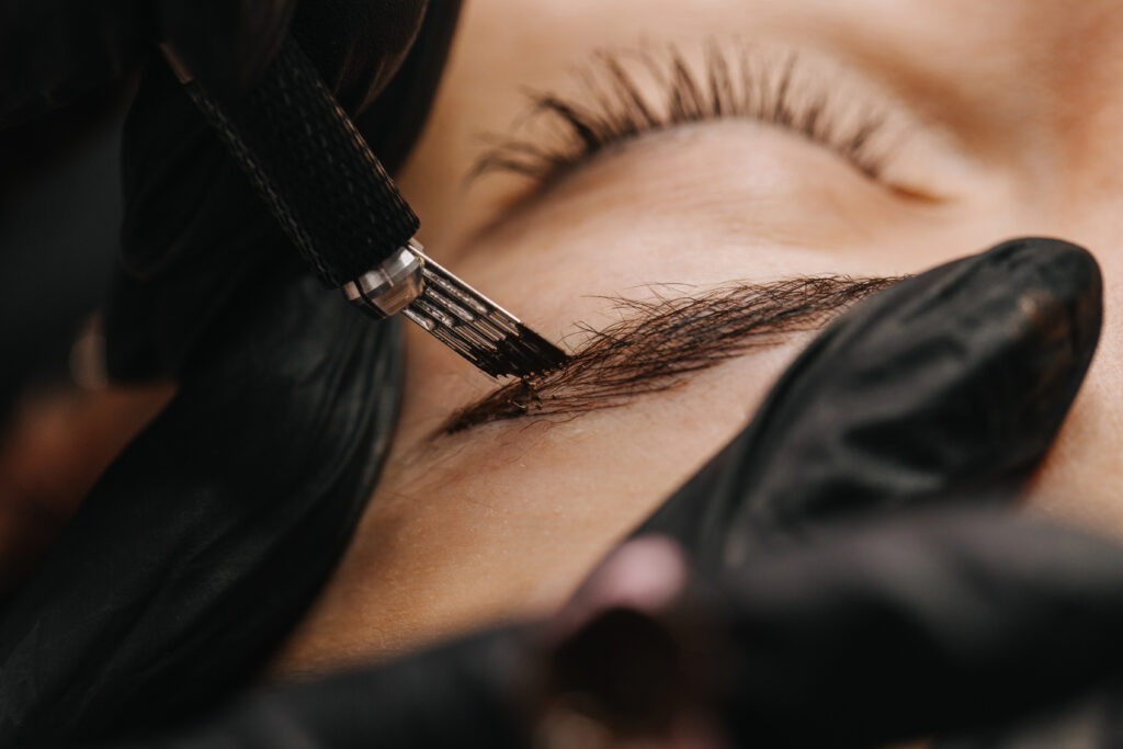 Close up of microblading treatment