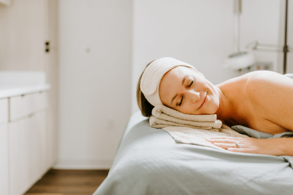 Relaxed patient at a Dublin Ohio Medspa