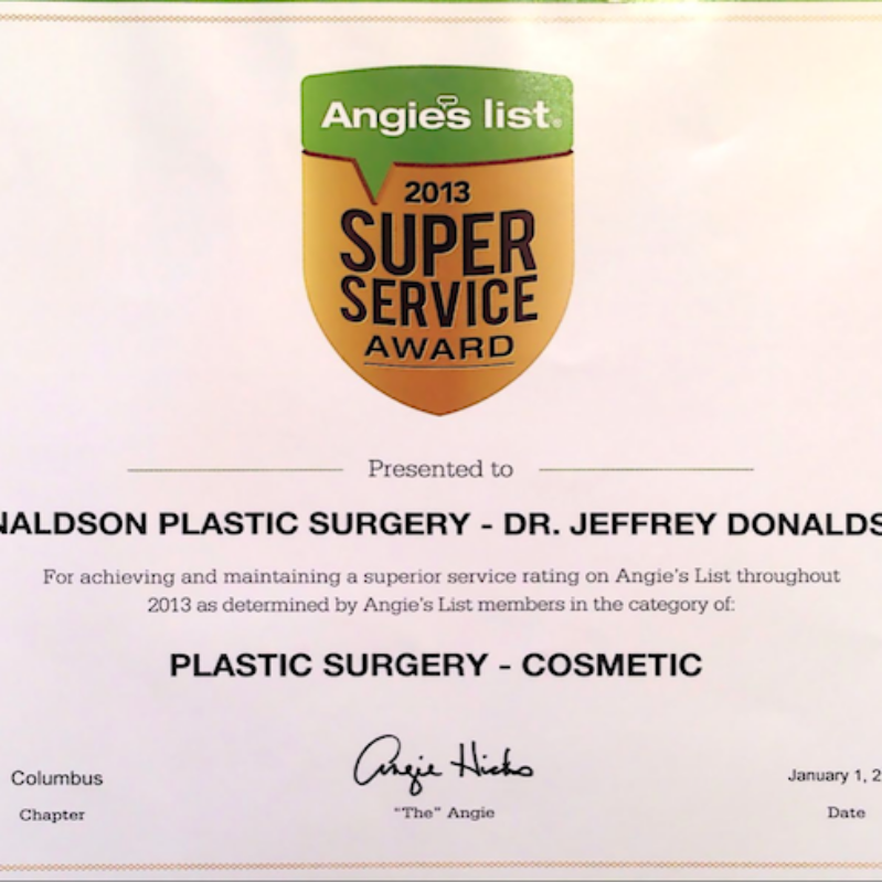 Dr. Jeffrey Donaldson: Proud Winner Of The Angie’s List 2013 Super Service Award