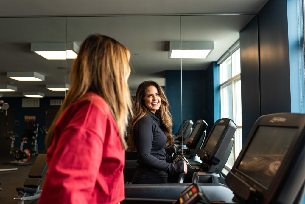 Confident woman on treadmill