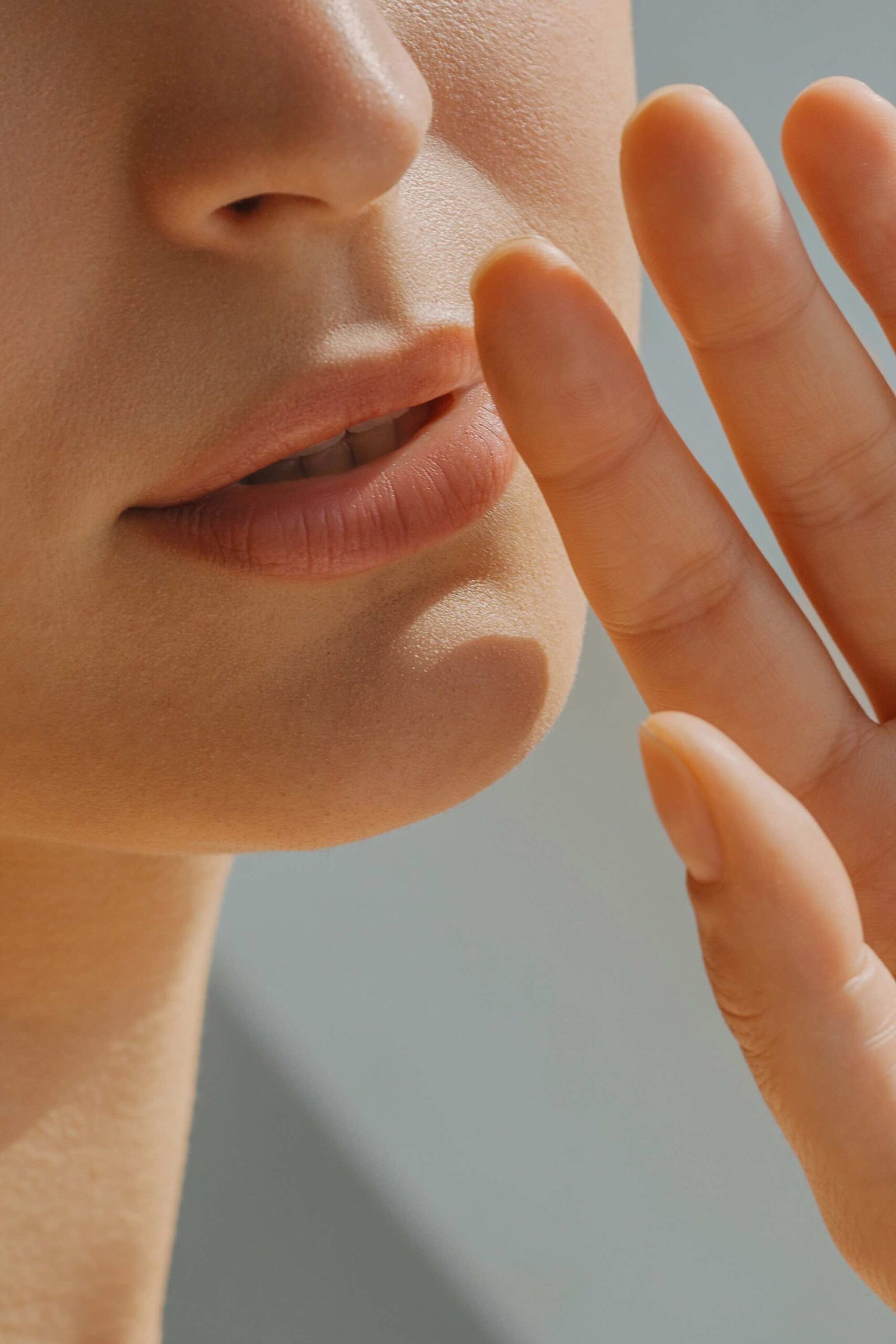 An up close photo of a woman who recently had lip filler