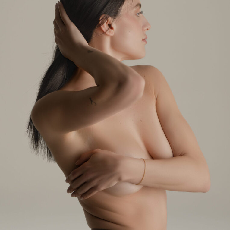Breast lift surgery patient