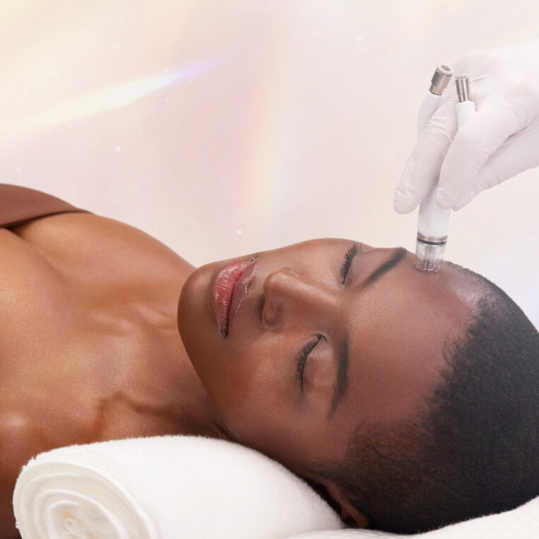 Patient undergoing DiamondGlow facial