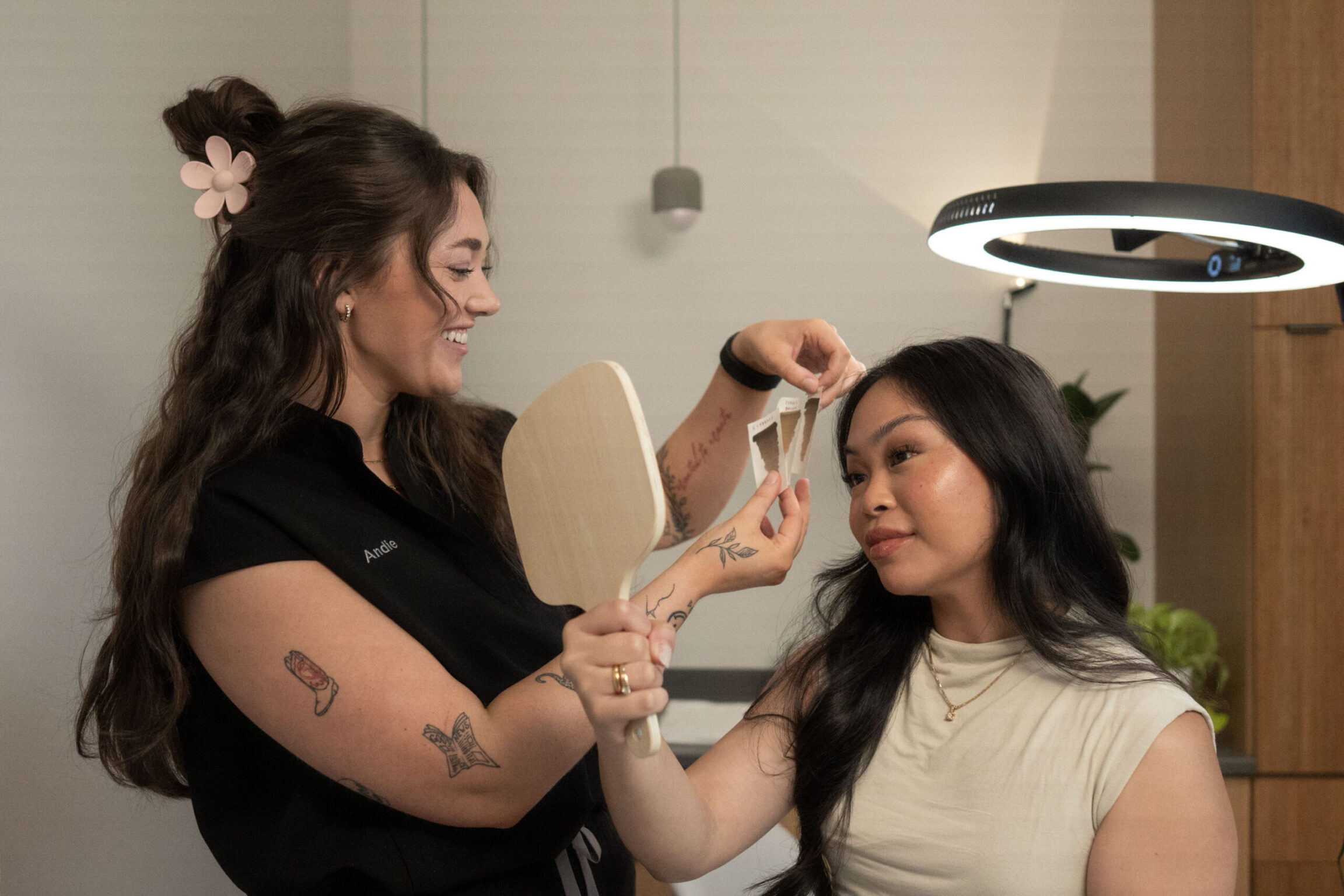 Andie Schroeder discussing cosmetic tattooing as an option for acne scars