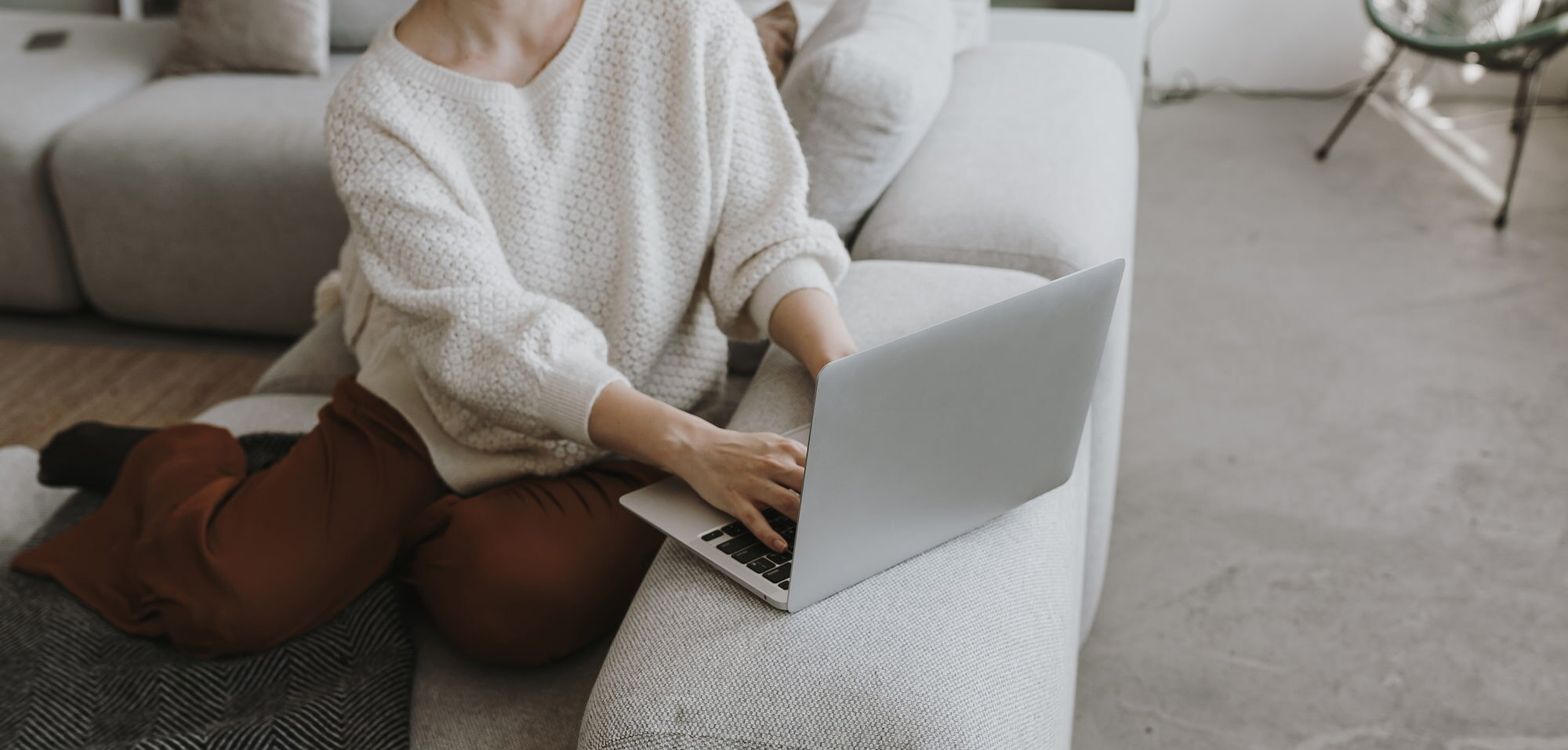 Patient looking at their recent lab test results in their living